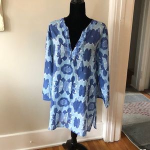 rock flower paper beach tunic sz m